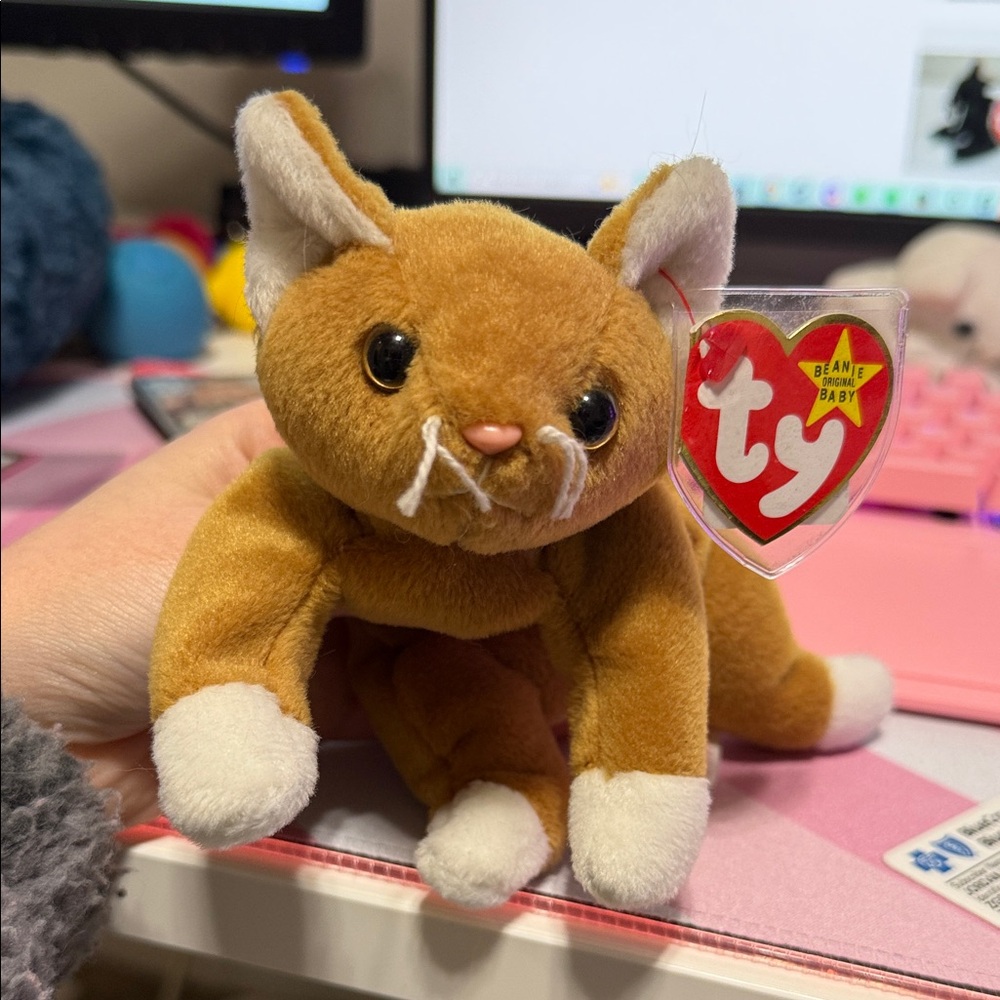 Beanie Baby Nip Brown and White Cat Plush